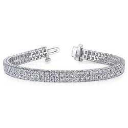 Magnifique Bracelet Tapis à 13 Carats De Réel Diamants Princesses