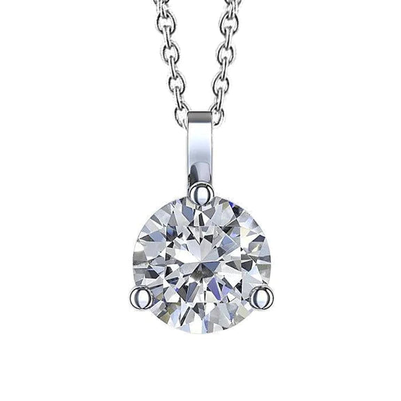 Magnifique Collier Pendentif En Réel Diamant Coupe Ronde De 4 Carats Serti De Griffes En Or Blanc 14K