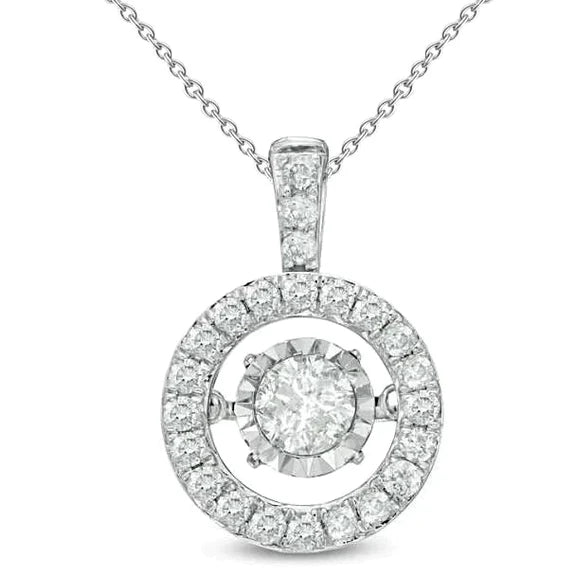 Magnifique Collier Pendentif Taille Ronde 4,95 Carats Montage Réel Diamant