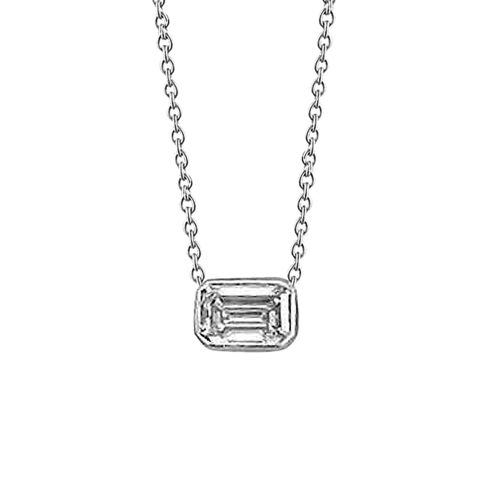 Magnifique Pendentif Collier Naturel Diamant Solitaire Emeraude 1.25 Carats