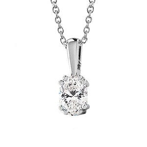 Magnifique collier de Réel diamants de coupe ovale serti de griffes et pendentif en or massif 14K