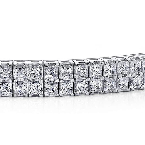 Magnifique Bracelet Tapis à 13 Carats De Réel Diamants Princesses