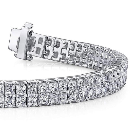 Magnifique Bracelet Tapis à 13 Carats De Réel Diamants Princesses