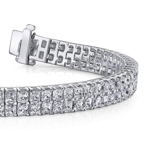 Magnifique Bracelet Tapis à 13 Carats De Réel Diamants Princesses