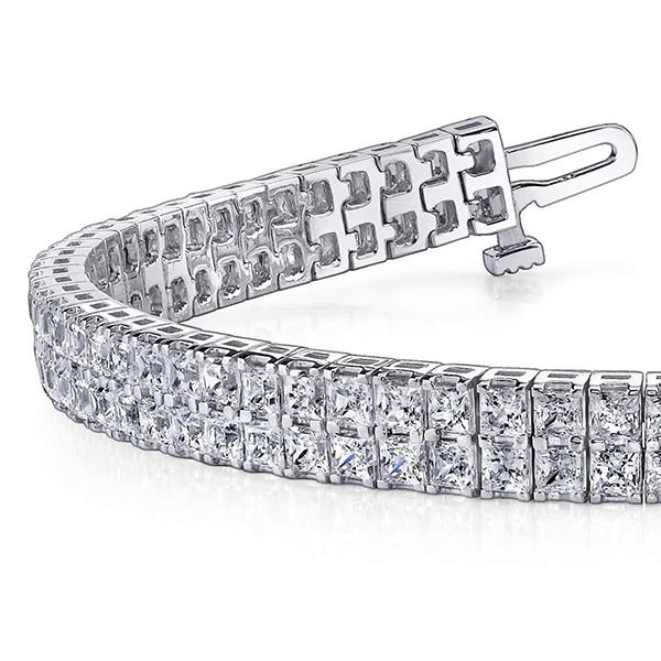 Magnifique Bracelet Tapis à 13 Carats De Réel Diamants Princesses