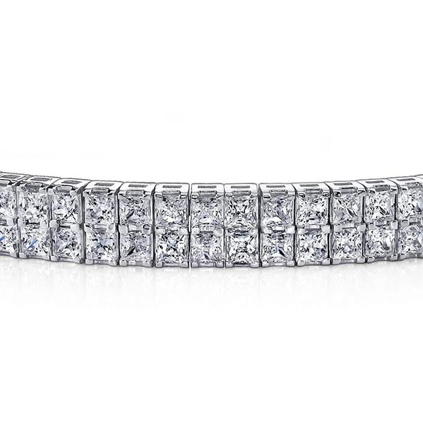 Magnifique Bracelet Tapis à 13 Carats De Réel Diamants Princesses