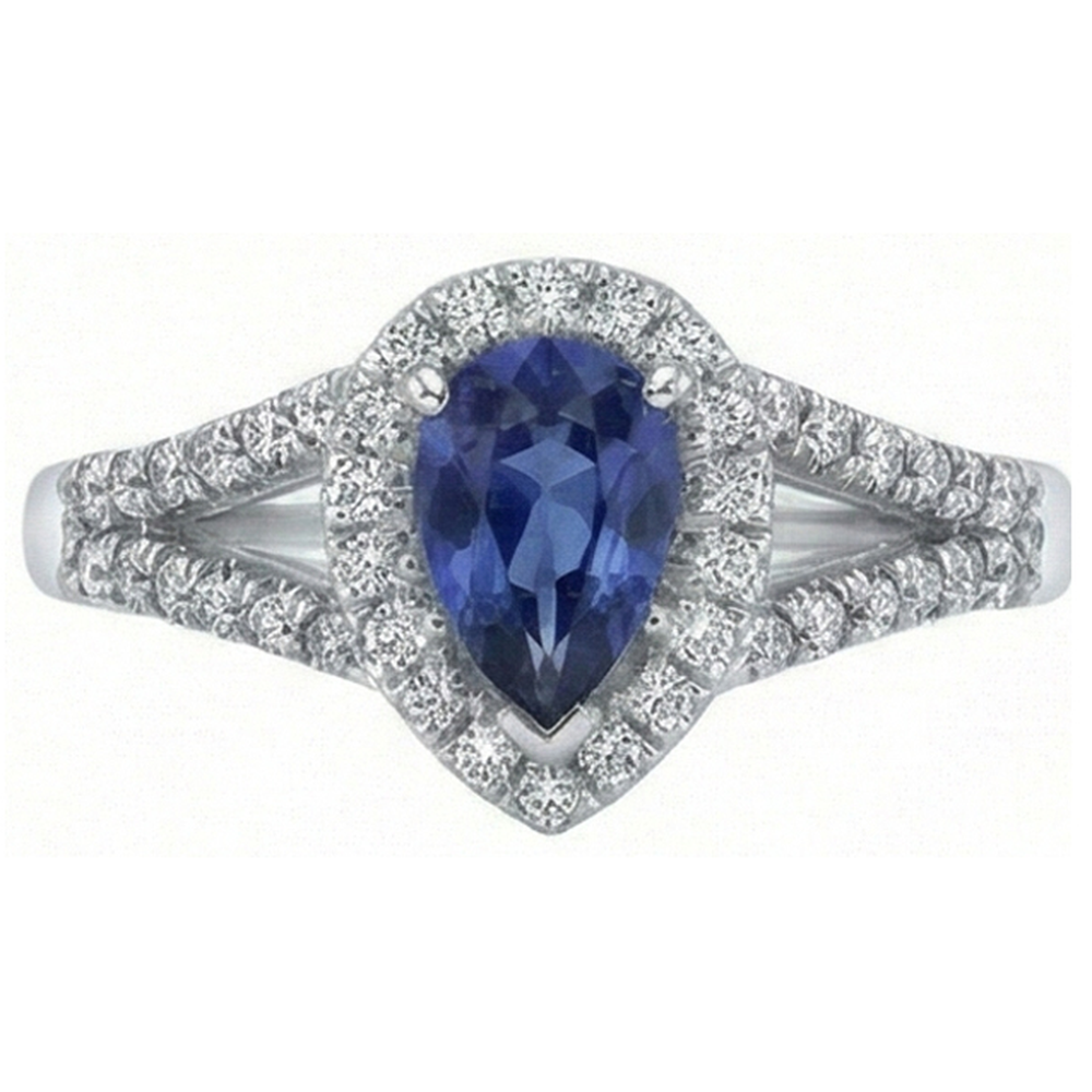 naturel pear diamant 2.50carats bague angle de côté