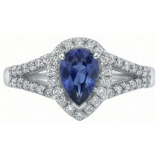 naturel pear diamant 2.50carats bague angle de côté