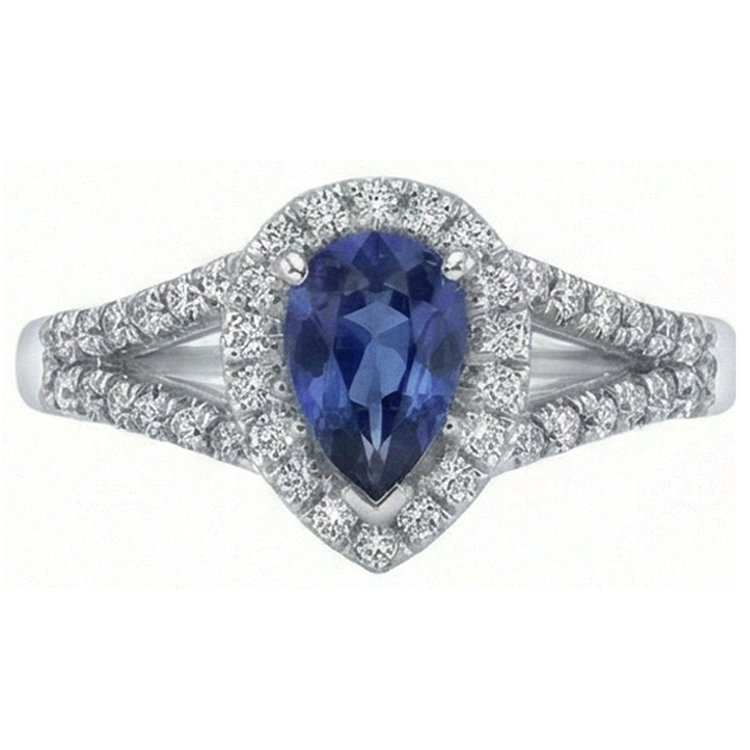 naturel pear diamant 2.50carats bague angle de côté