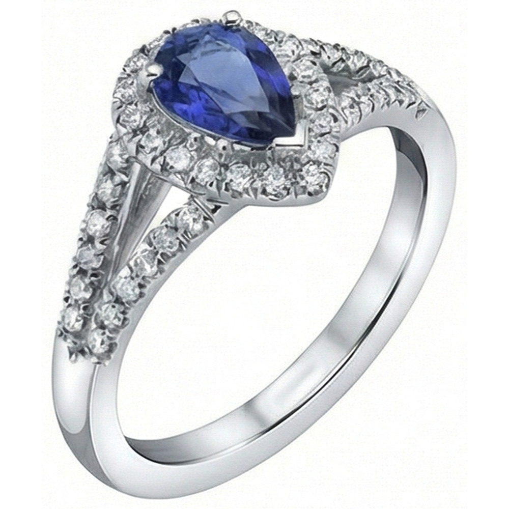 naturel pear diamant 2.50carats bague détail rapproché