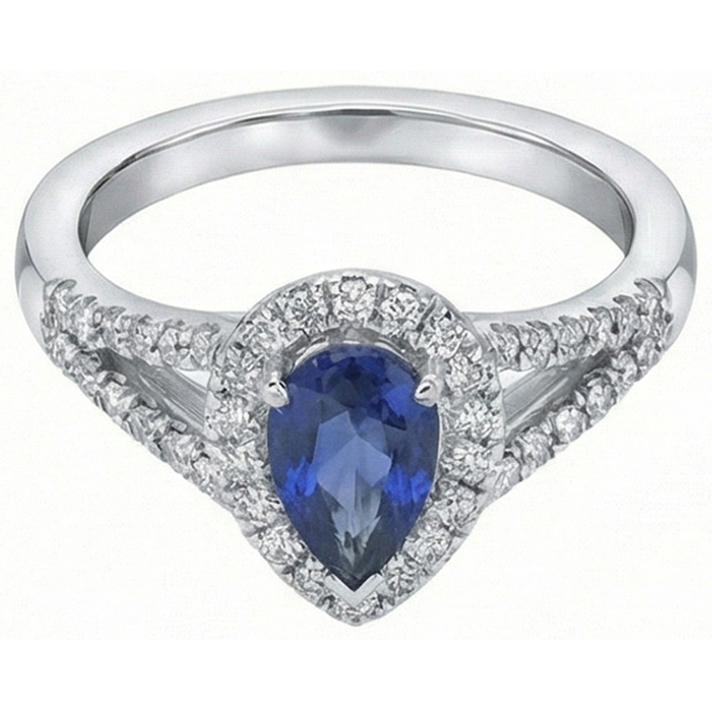 naturel pear diamant 2.50carats bague vue de dessus
