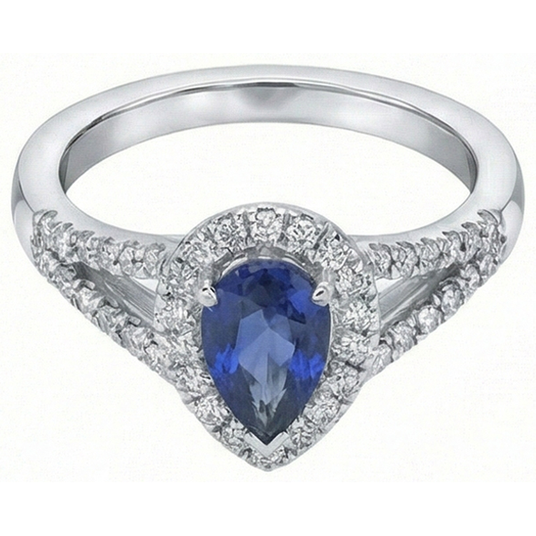 naturel pear diamant 2.50carats bague vue de dessus