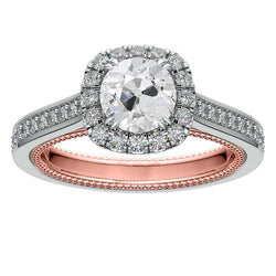 Mariage Halo Bague Ronde Ancienne Mine Cut Réel Diamants 3.75 Carats Bijoux En Or