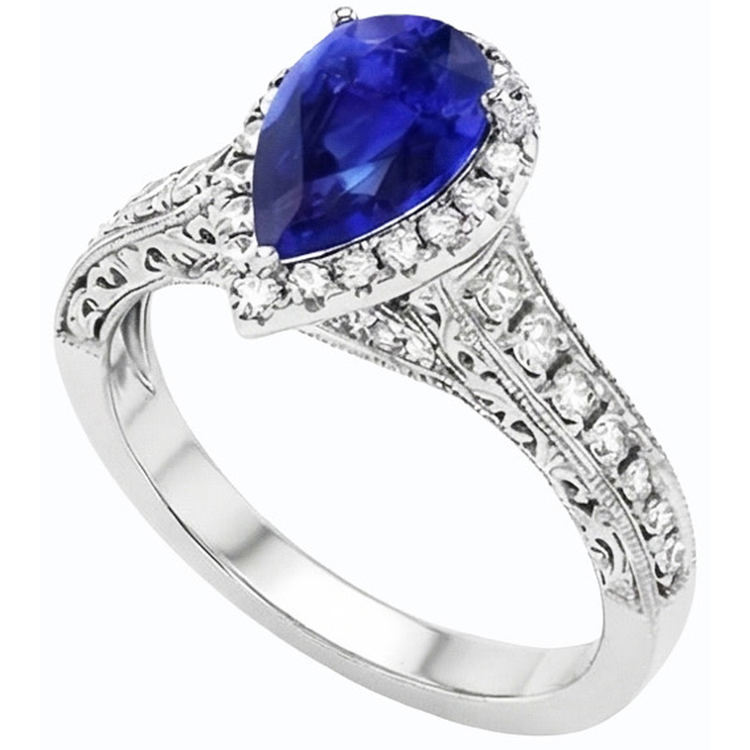 naturel pear diamant 3carats bague détail rapproché