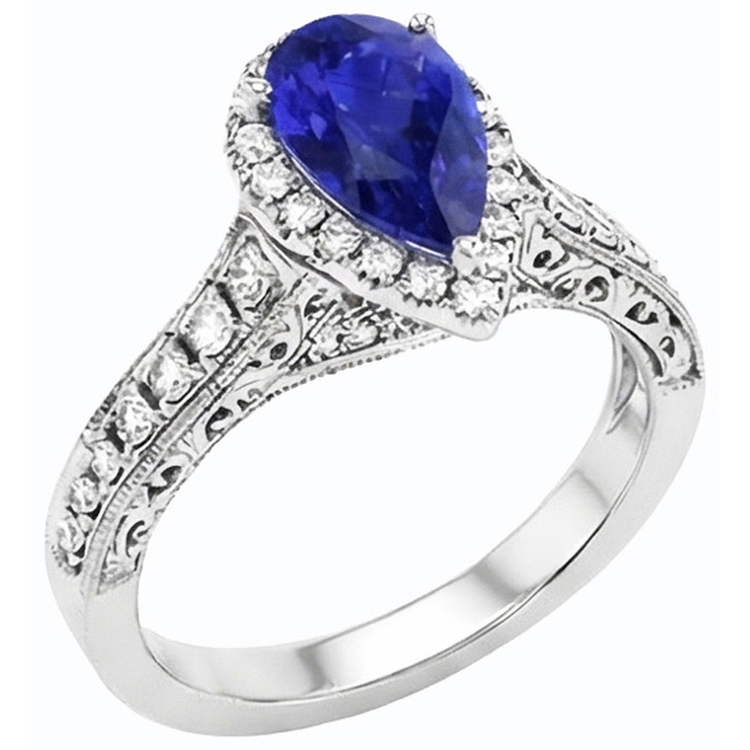 naturel pear diamant 3carats bague vue de dessus