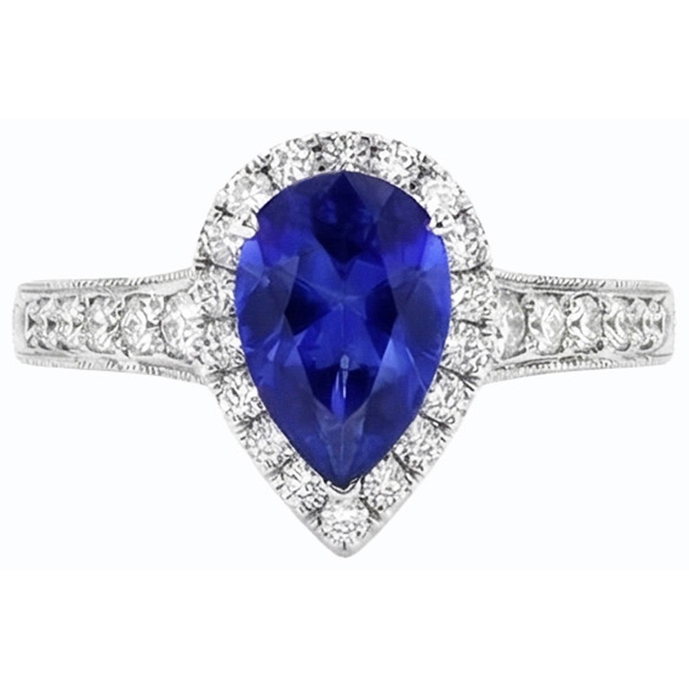 naturel pear diamant 3carats bague vue de profil