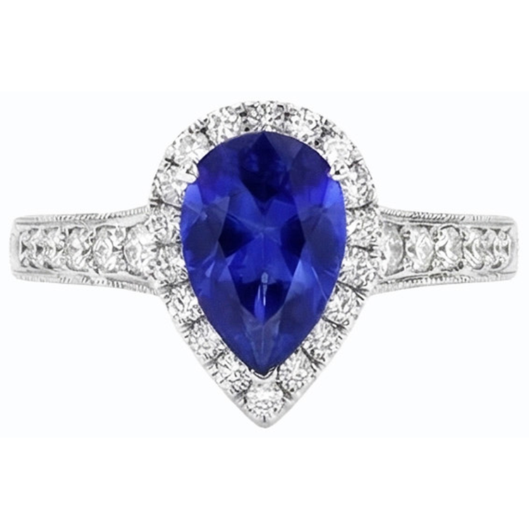 naturel pear diamant 3carats bague vue de profil