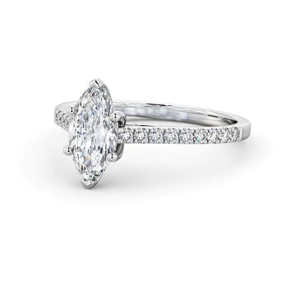 Marquise And Round Cut 1.80 Carats Réel Diamonds Accented Ring
