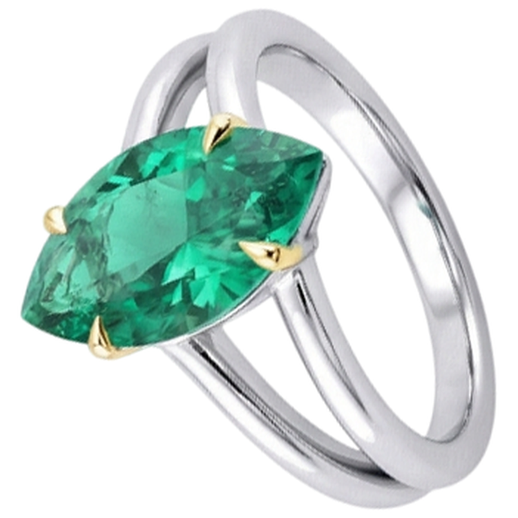 Émeraude Bague avec Gemme – vue de côté