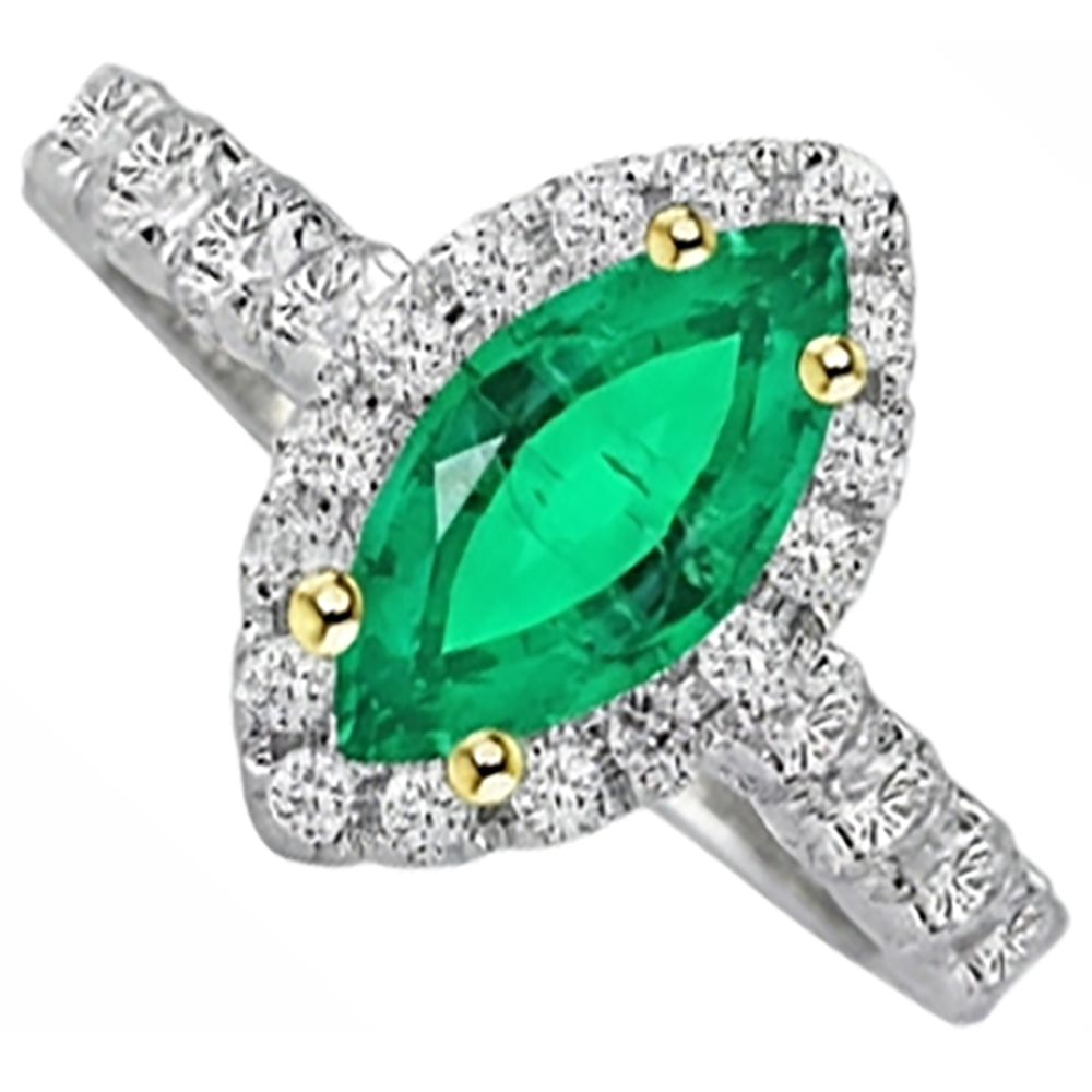 Émeraude Bague Pierre Précieuse 3-carats Or Bicolore 14 Carats – vue de côté