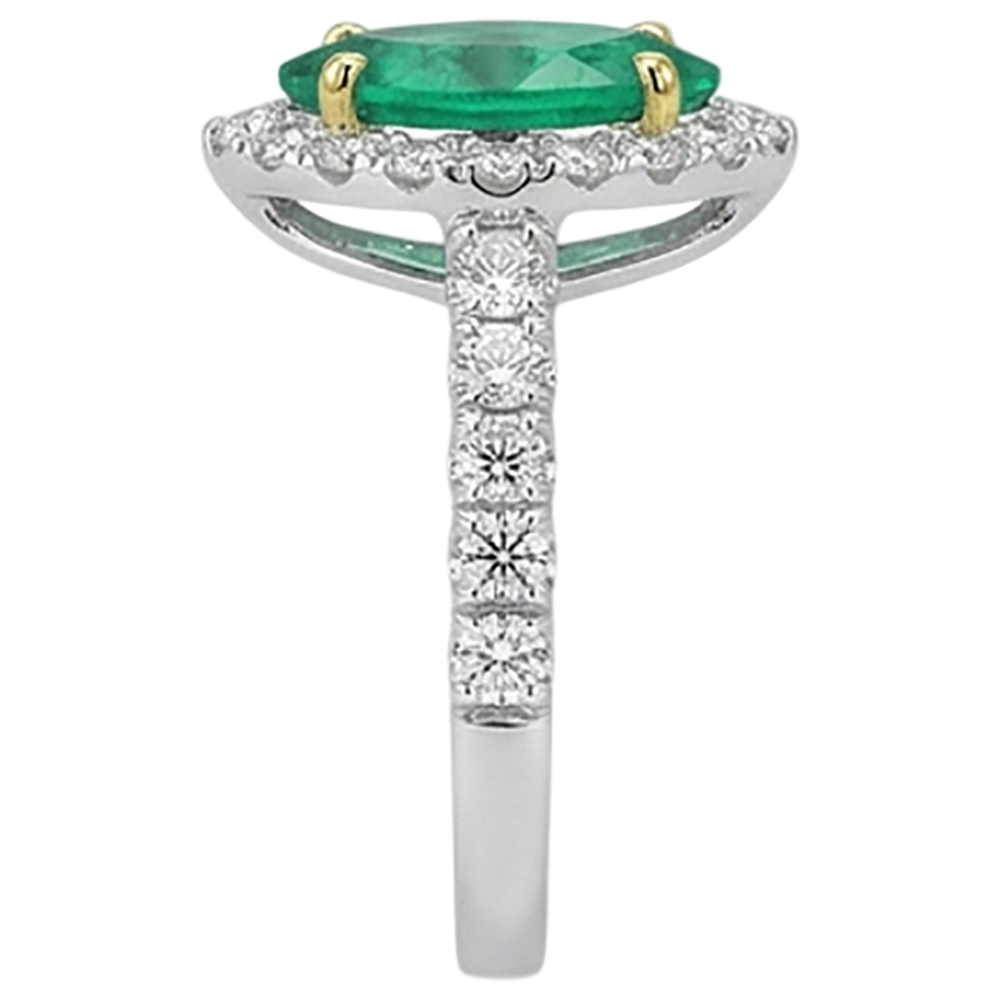 Émeraude Marquise Bague Pierre Précieuse en Or Bicolore 14 Carats – vue de profil