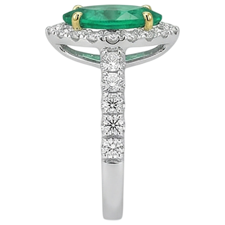 Émeraude Marquise Bague Pierre Précieuse en Or Bicolore 14 Carats – vue de profil