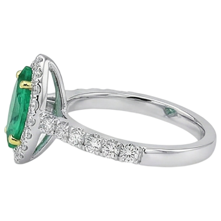 Émeraude Bague Pierre Précieuse 3-carats Or Bicolore 14 Carats – vue de dessus