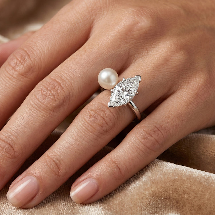 Marquise Diamant Bague Mono-Pierre – 2,5 carats en Or Blanc 14