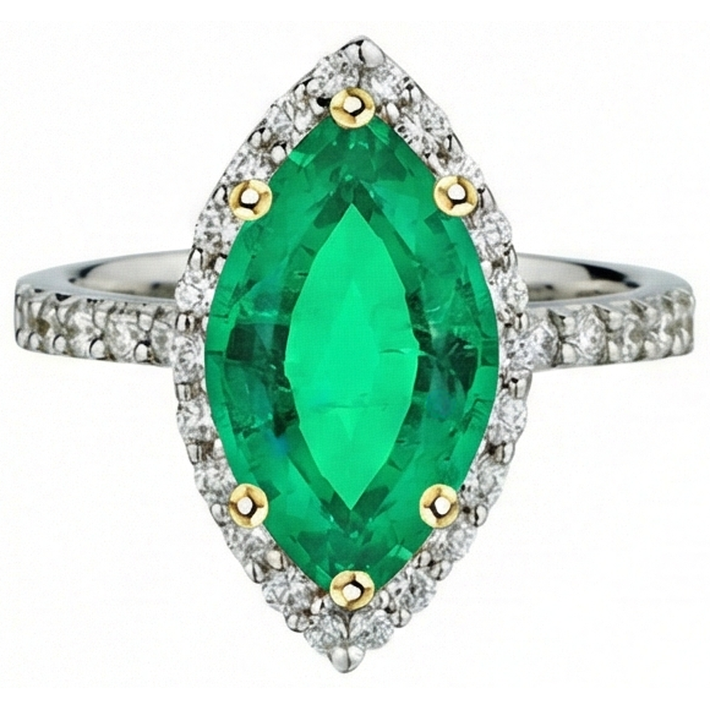 Sophistiqué Émeraude Colombienne Bague Pierre de Couleur 3,50 carats – vue de face