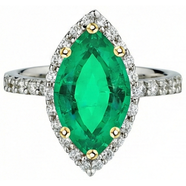 Sophistiqué Émeraude Colombienne Bague Pierre de Couleur 3,50 carats – vue de face