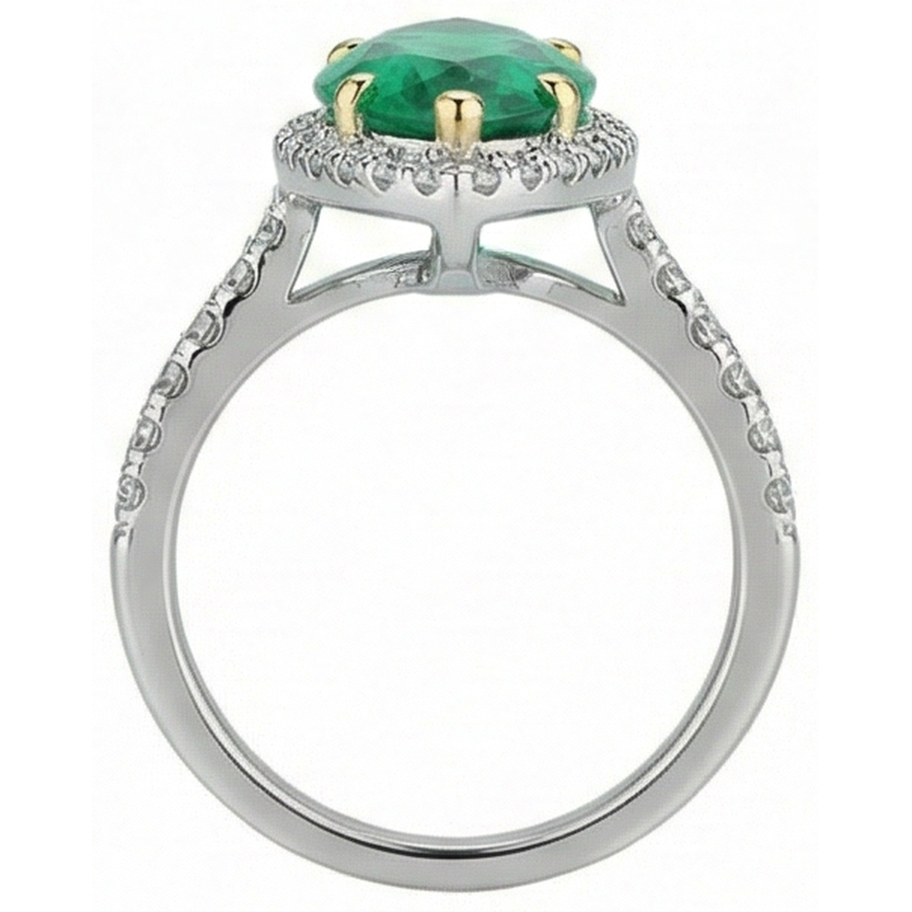 Émeraude Colombienne Bague Pierre de Couleur – vue de dessus