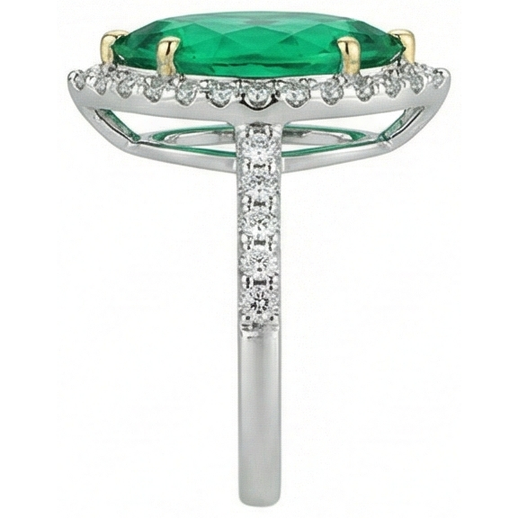 Sophistiqué Émeraude Colombienne Bague Pierre de Couleur 3,50 carats – vue de profil