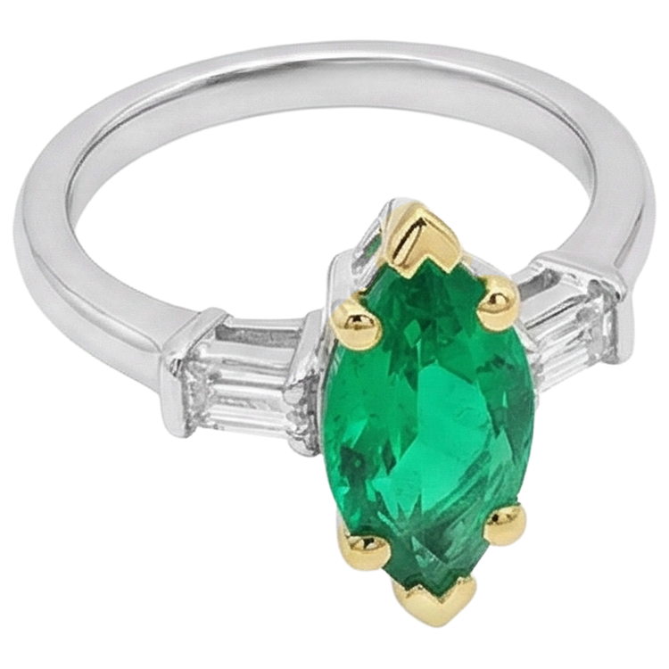 Élégant Émeraude Fine Bague Pierre Précieuse 3,50 carats – vue de côté