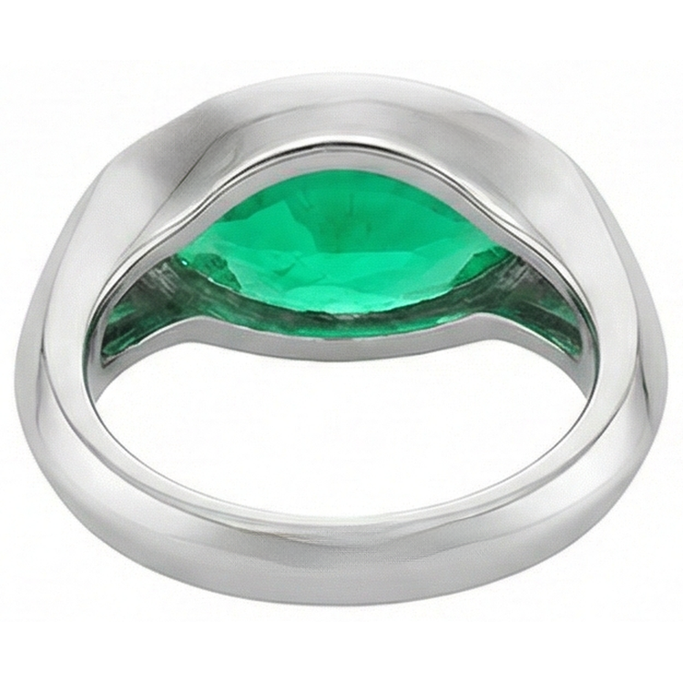 Émeraude Colombienne Bague Pierre Précieuse 4 carats Or 14K Blanc – vue arrière