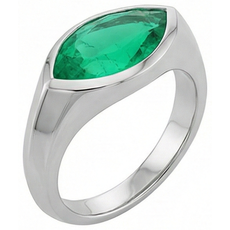 Émeraude Colombienne Bague Pierre Précieuse – vue de côté