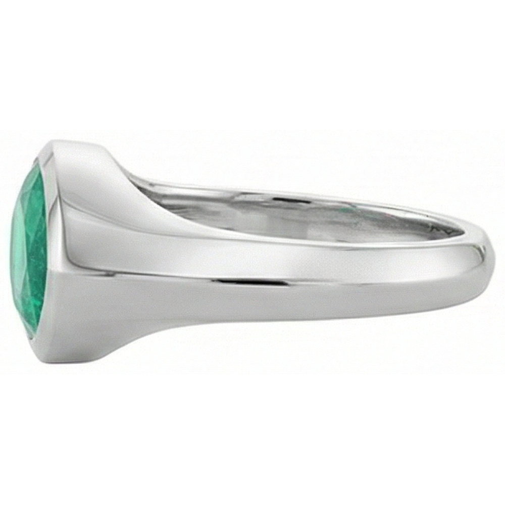Bague Pierre Précieuse Or 14K Blanc avec Émeraude Colombienne – vue de profil