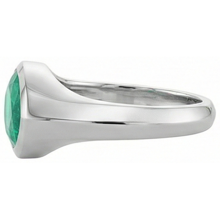 Bague Pierre Précieuse Or 14K Blanc avec Émeraude Colombienne – vue de profil