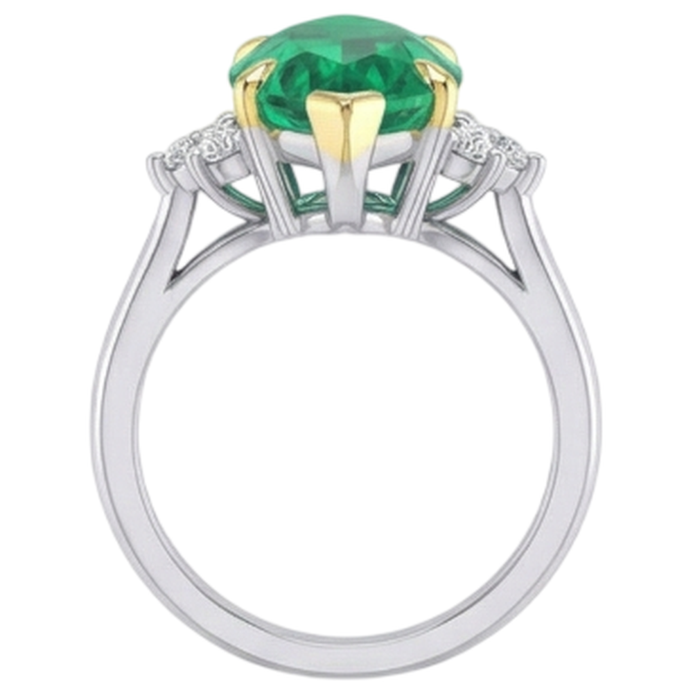 Émeraude Colombienne Marquise Bague avec Gemme en Or Deux Tons 14 Carats – vue arrière