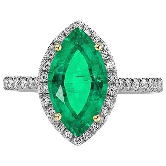 Luxueux Émeraude Fine Bague Pierre de Couleur 4 carats – vue de face