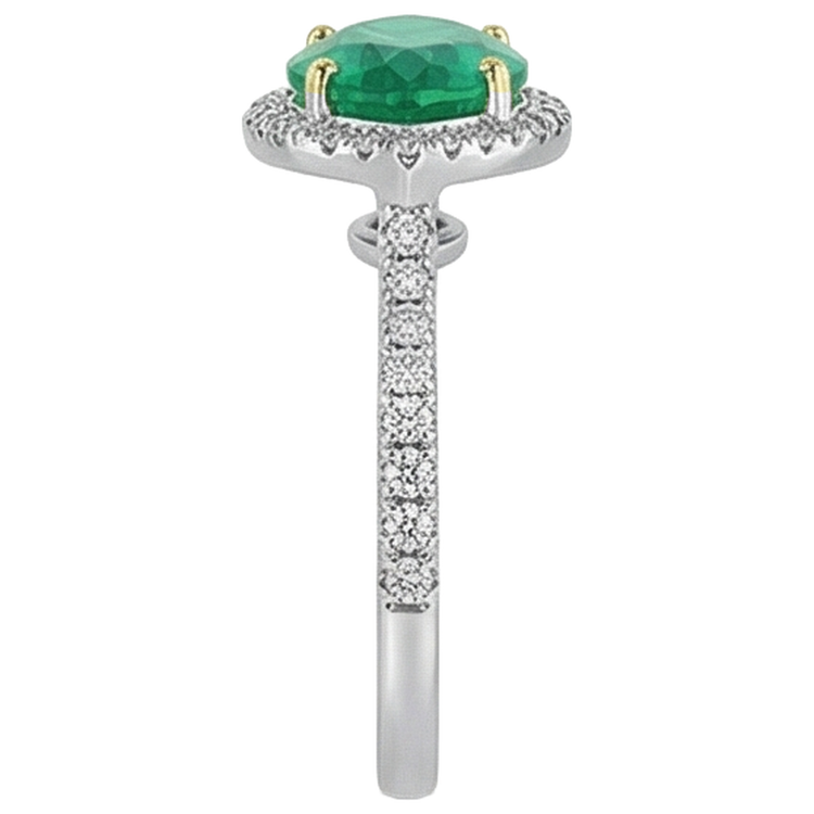 Bague Pierre de Couleur Or Bicolore 14 Carats avec Émeraude Fine – vue de profil