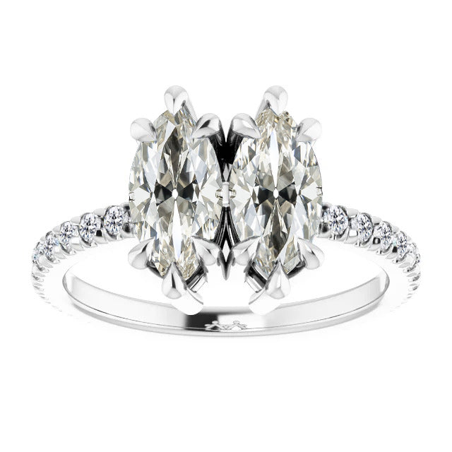 Sur mesure Bague Solitaire avec Accents 1 carats – vue principale