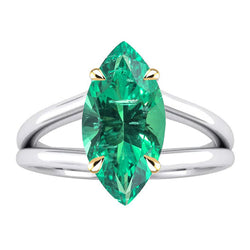 Émeraude Certifié GIA Bague avec Gemme – 4 carats en Or Bicolore