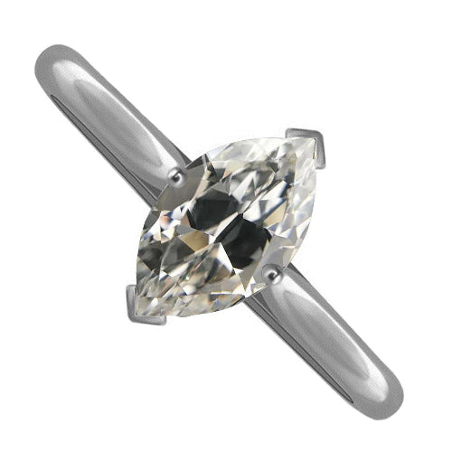 Taille Marquise Diamant bague en Or 14K Blanc – vue principale
