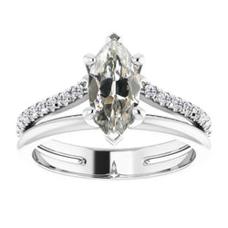 Coussin Antique Diamant Bague Solitaire avec Accents 1 carats