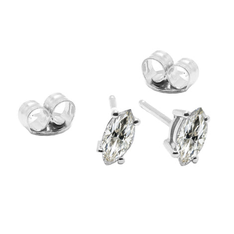 Puces d'Oreilles Or 14K Blanc avec Diamant – vue principale
