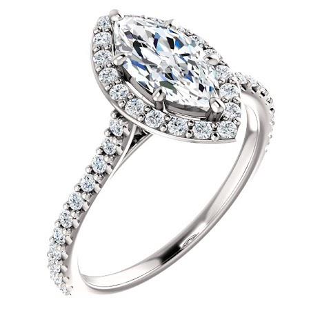 Brillant Bague Sertie Halo 1,50-carats Or 14K Blanc – vue de profil