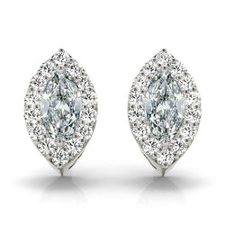 Puces d'Oreilles Or 14K Blanc avec Brillant – 7,50 carats