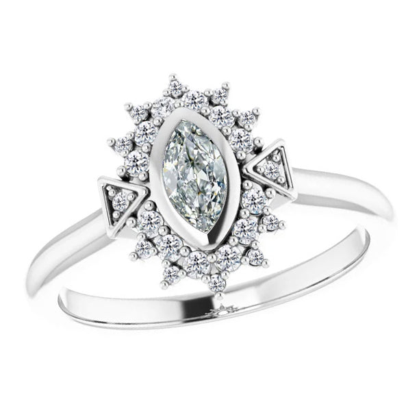 Brillant Bague de Fiançailles Halo 1-carats Or 14K Blanc – vue principale