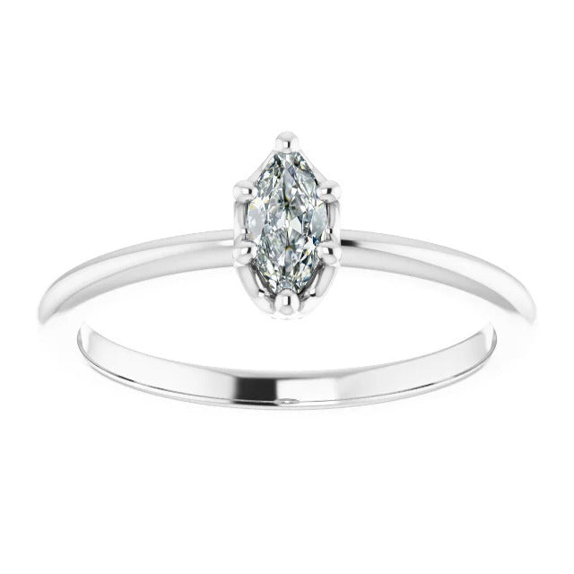 Bague Solitaire Or Blanc 14 Carats avec Diamant Fin – vue principale