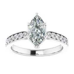 Marquise Diamant Fin Solitaire avec Pierres Latérales – 1 carats